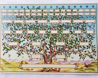 Albero genealogico in carta pergamena, modello di albero genealogico, decorazione da parete genealogica, regalo di ascendenza, grafico dell'albero genealogico, regalo di Natale, regalo per il compleanno