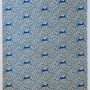 Feuille de papier pour gravure sur bois - Chat bleu - Imprimé à la main