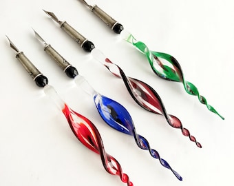 Intricate glass dip pen and ink set, Dip Sign Pen, Fine Glass Calligraphy Pen set