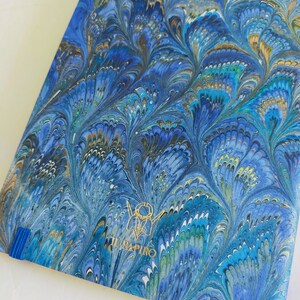 Marbled Journal 100% recycled paper peacock feather imagem 6