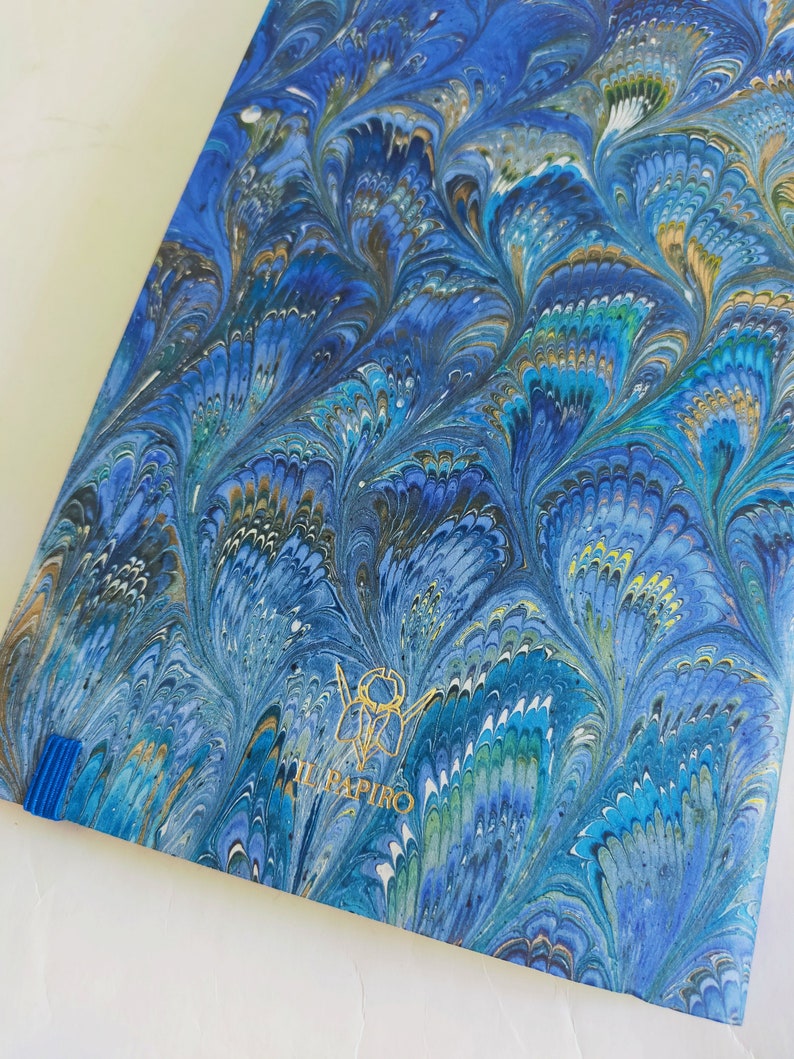 Marbled Journal 100% recycled paper peacock feather imagem 6