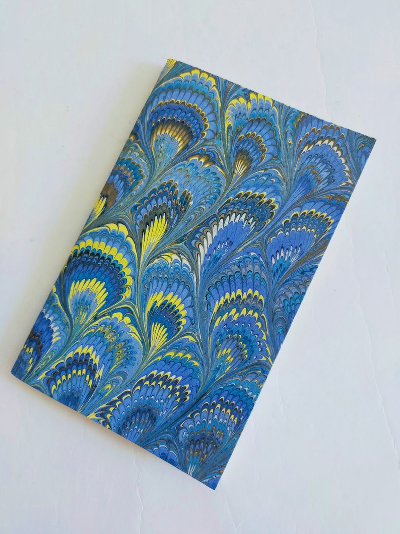 Marbled Journal 100% recycled paper peacock feather image 8