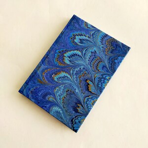 Small address book, blue and gold hand marbled