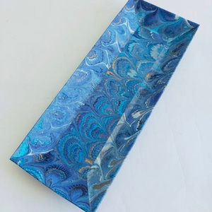 Hand marbled pen tray