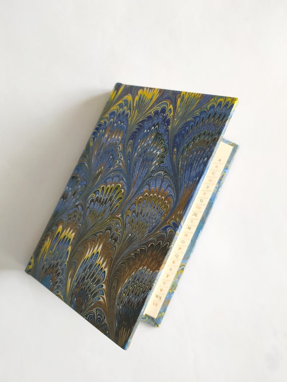 Address Book (sm) - Hand Marble  (Peacock Feather) pocket size address book