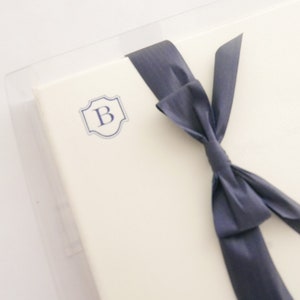 Blaues Monogramm Correspondence Single Card Set