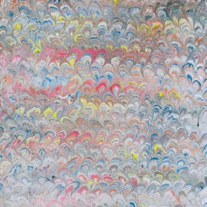 Hand marbled sheet of paper -bookbinding paper - decoupage paper - scrapbooking paper - Peacock design multicolor