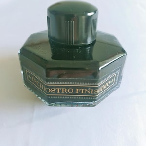 Vintage glass inkwell, black ink