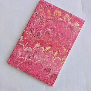 Pink marbled Journal - 100% recycled paper - peacock feather pattern