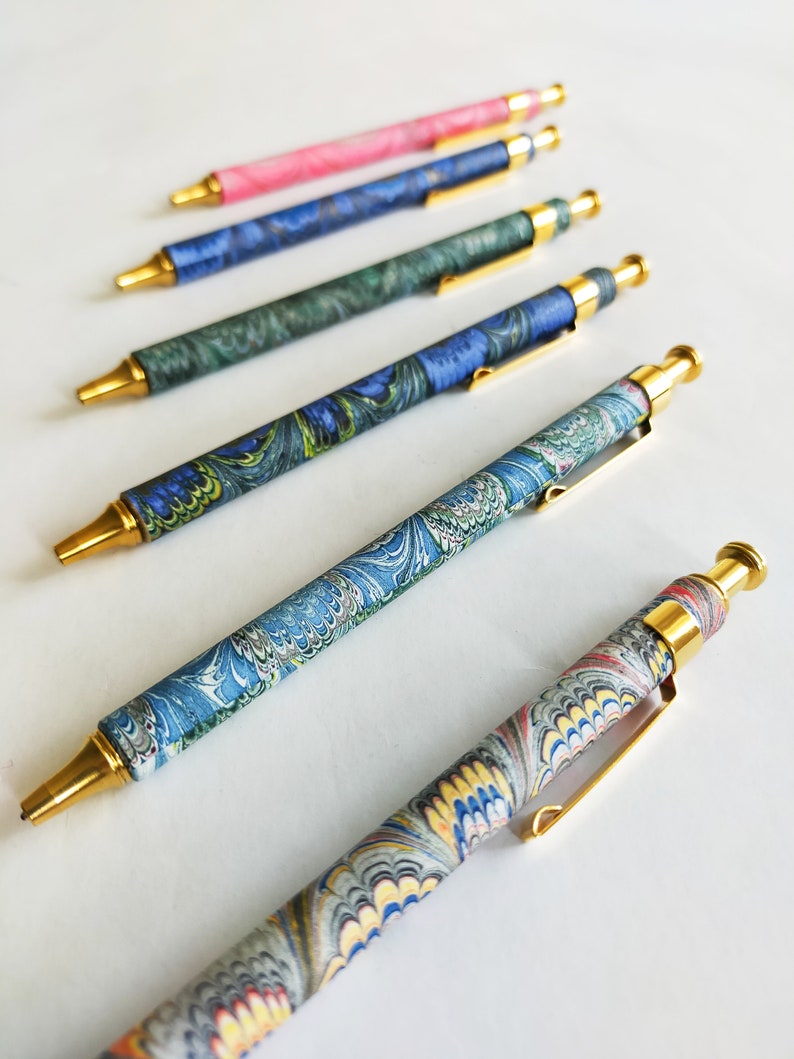 marbled ballpoint pen refillable image 1