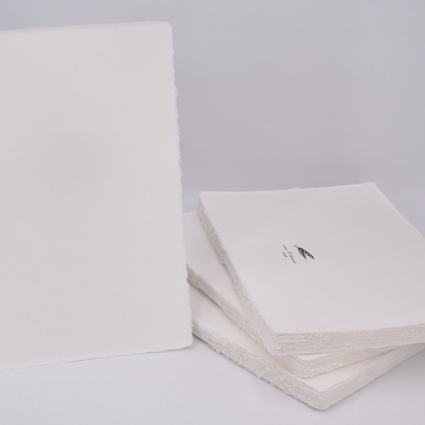 Lot de 10 chiffons en coton faits main, papier Amalfi, 120 g/m², feuille de papier à lettres ivoire A4 et/ou enveloppes