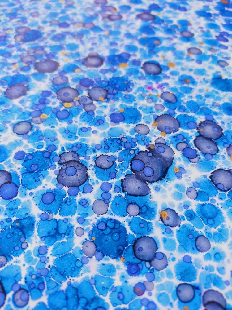 Blue Hand Marbled Sheet of Paper -bookbinding Paper - Decoupage Paper ...