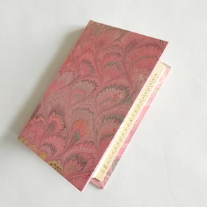 Small address book, pink hand marbled