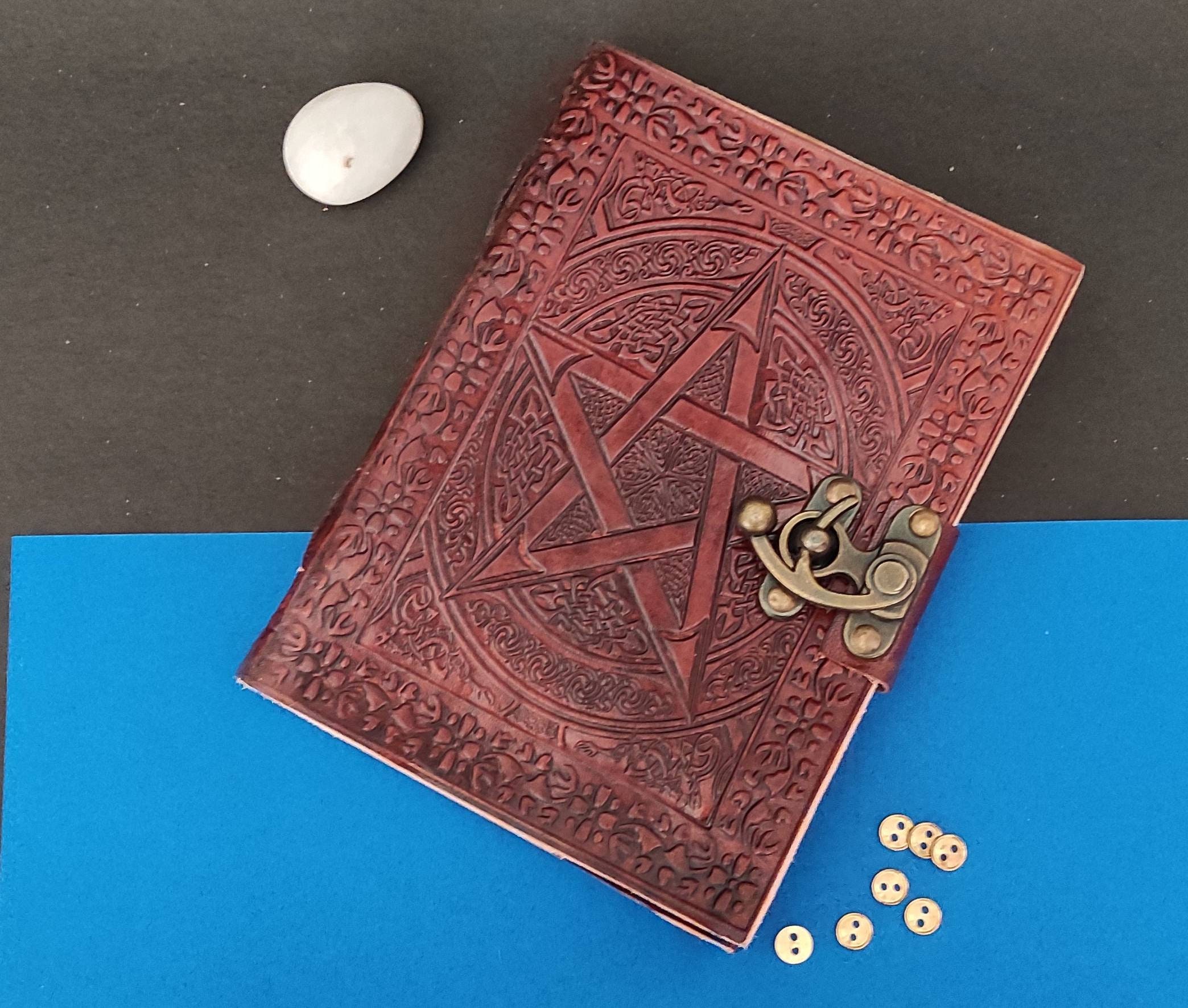 Handmade Pentagram Leather Journal Celtic Embossed Leather Etsy