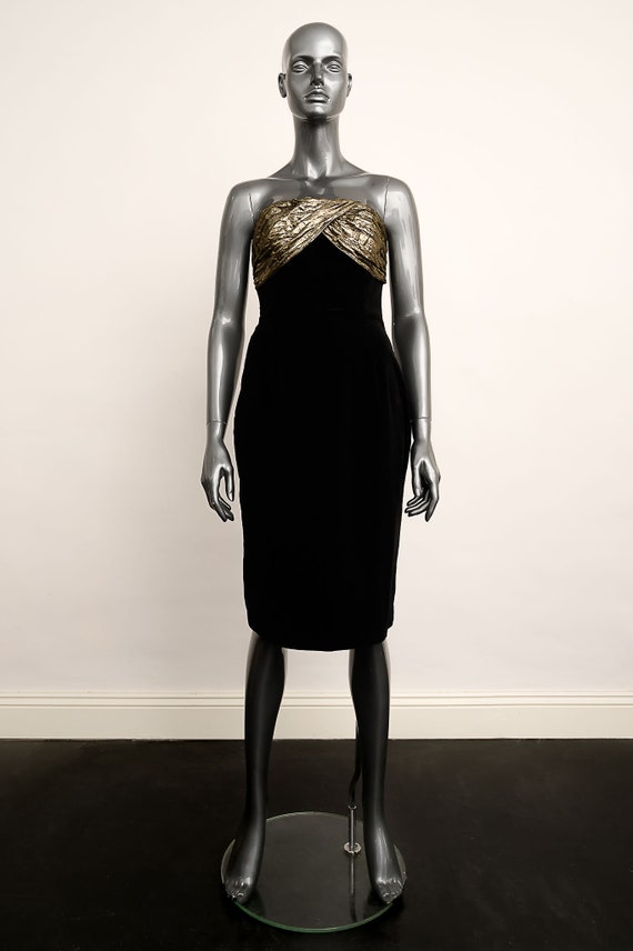 Radley cocktail dress in Black Velvet and Bronze … - image 1