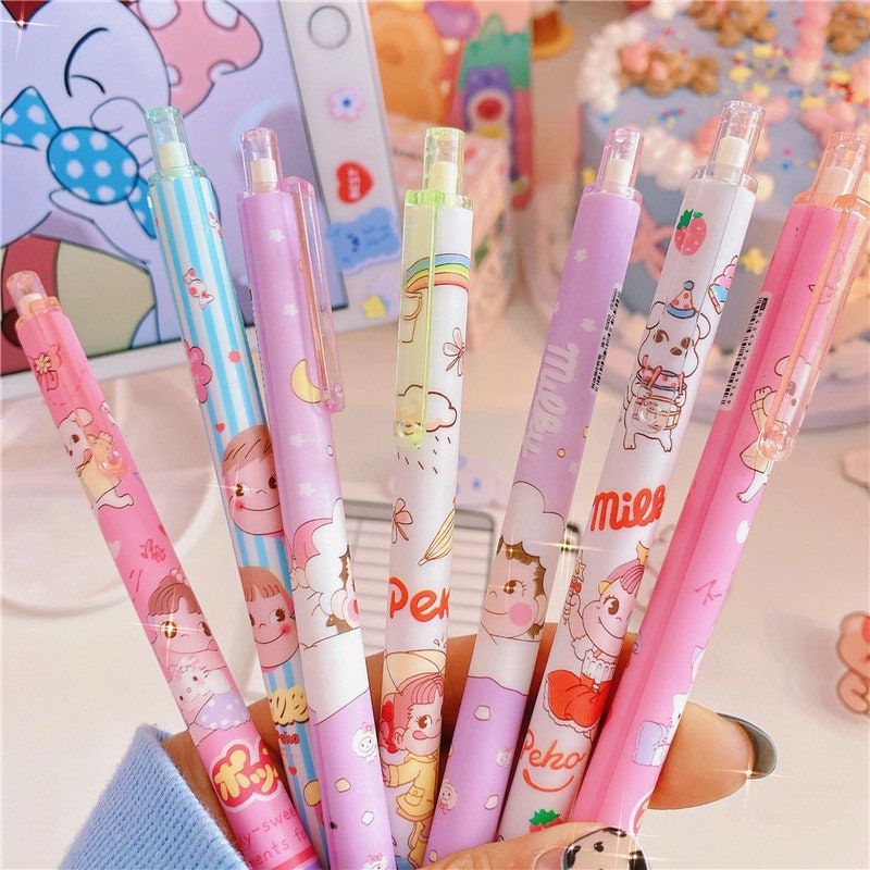 Cute Milky Peko Girl Press Gel Pen Set of 6 Random Pcs | Etsy