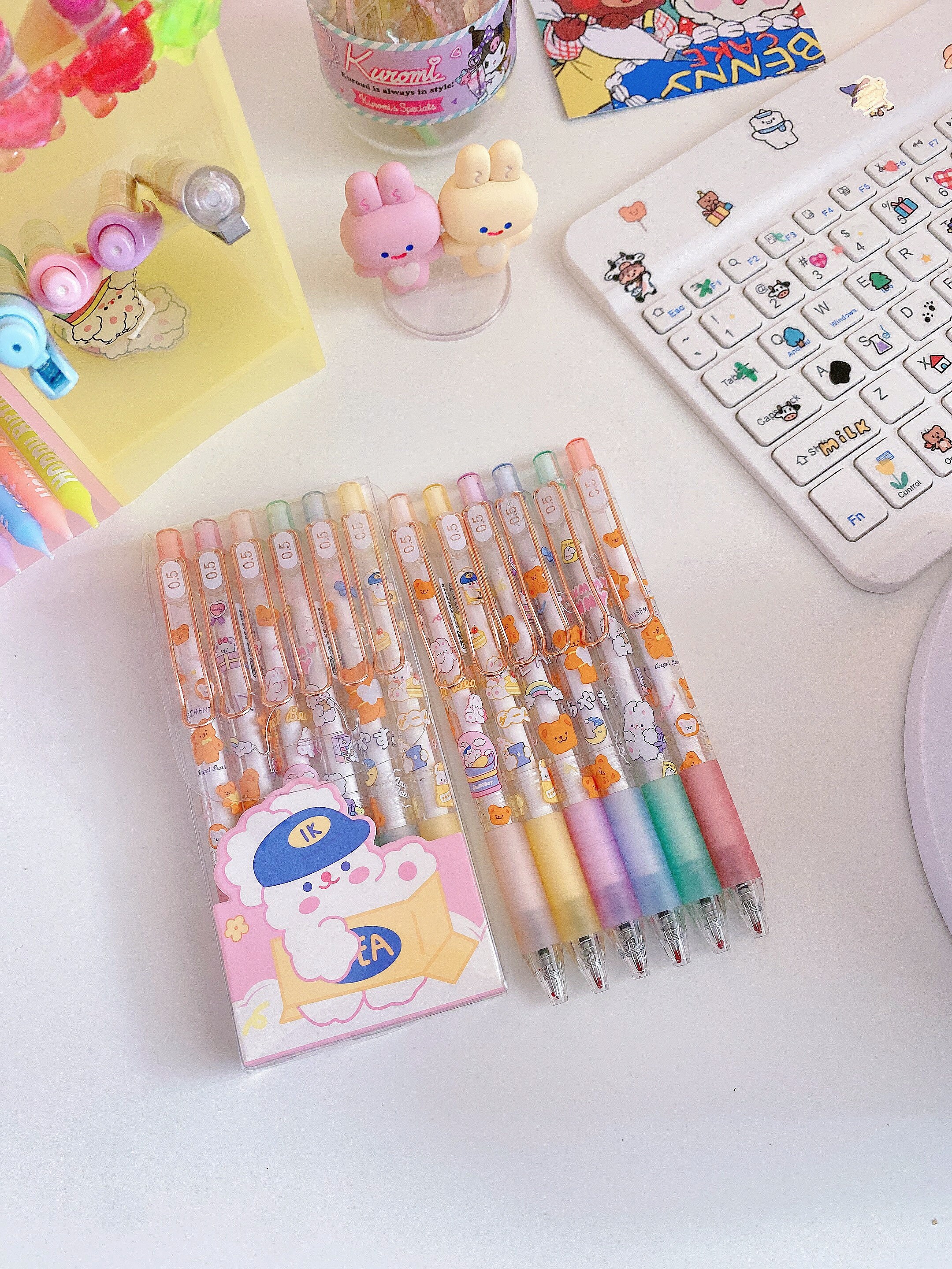 Cute Rainbow Rabbit Bear Random Gel Pen Set of 6 Pcs - Etsy