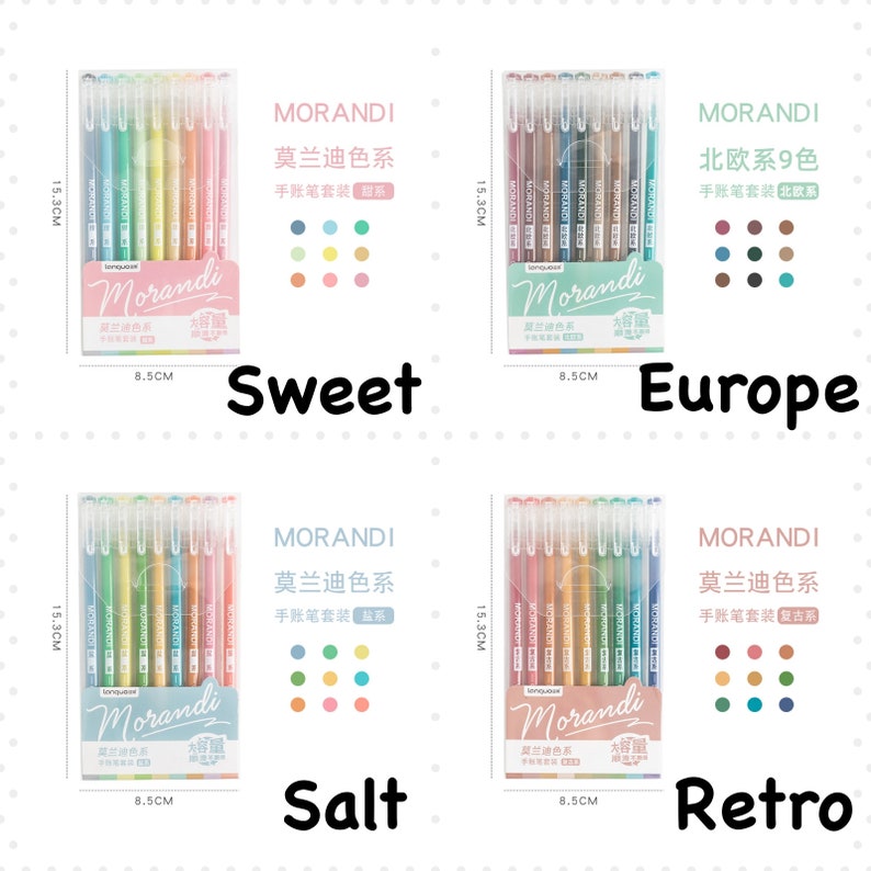 Colorful Morandi Gel Pens Set of 9 Etsy