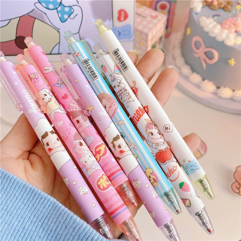 Cute Milky Peko Girl Press Gel Pen Set of 6 Random Pcs | Etsy