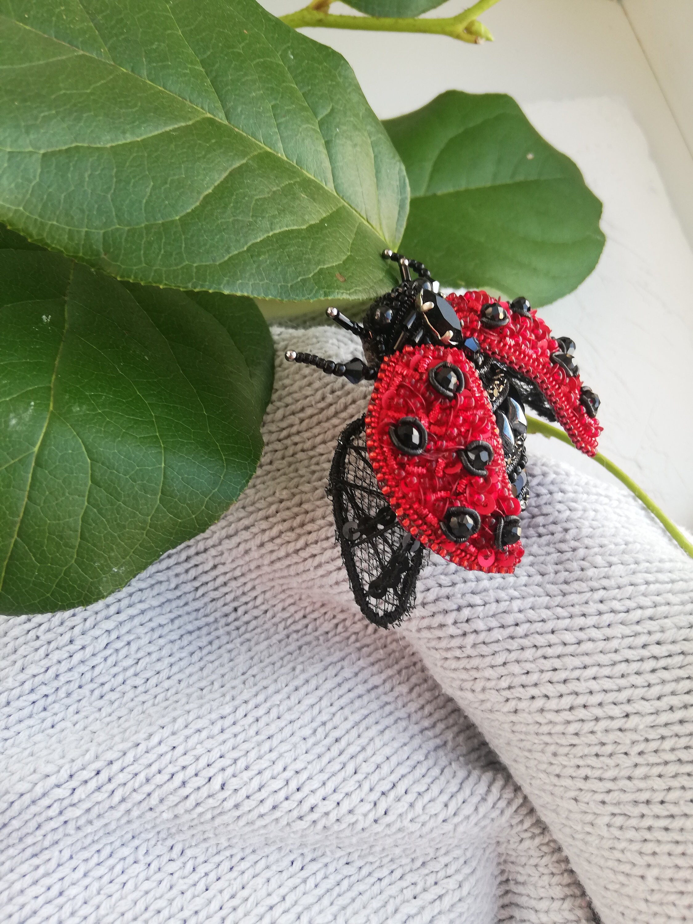 Ladybug brooch. Miraculous ladybug pin. Red beetle jewelry. Etsy