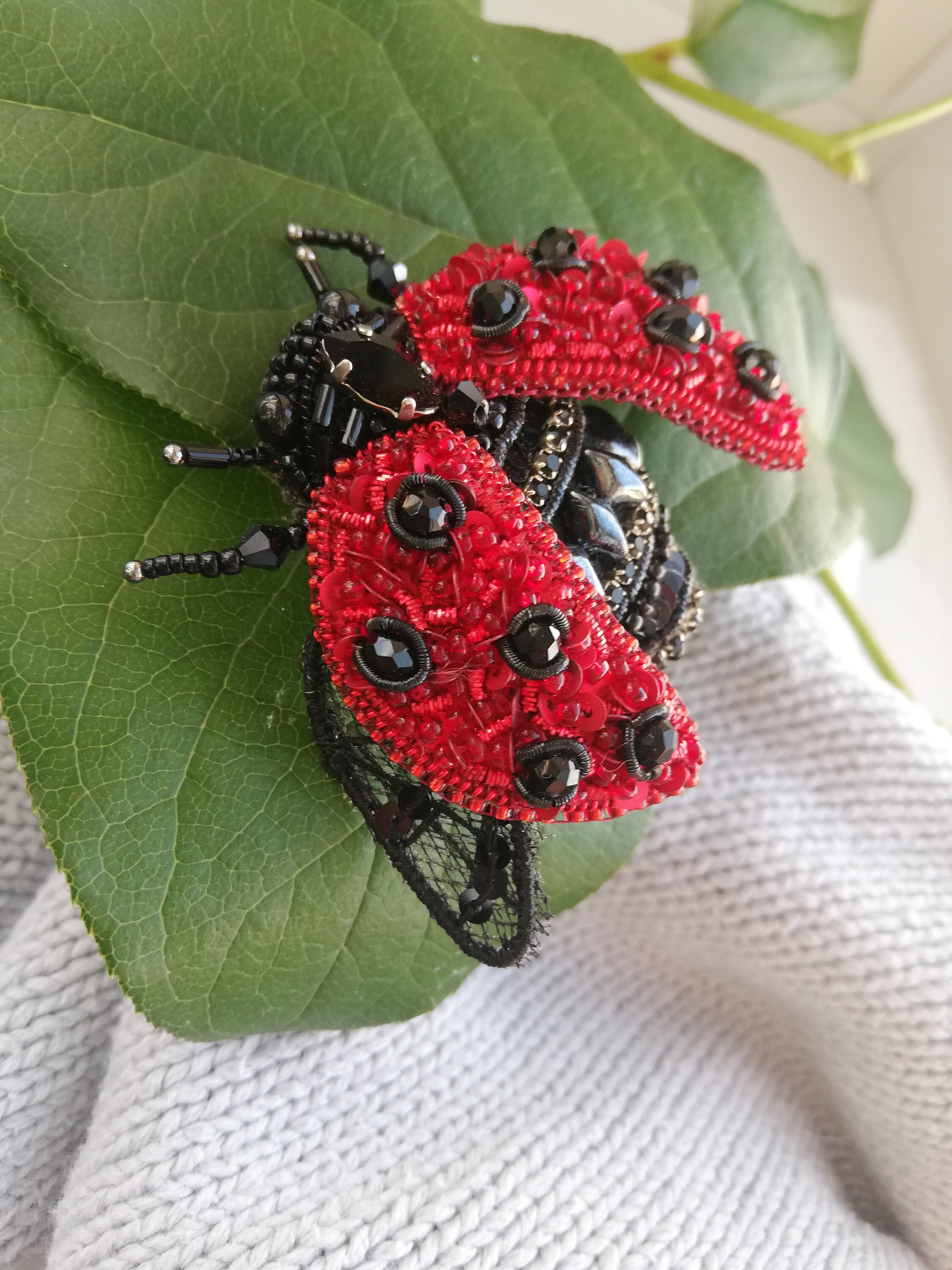 Ladybug brooch. Miraculous ladybug pin. Red beetle jewelry. Etsy
