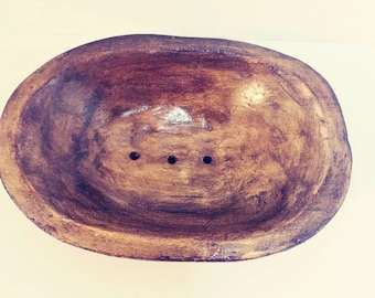 Oval shape wooden Soap Dish with drawing holes, Handmade Oval Wood Soap Dish