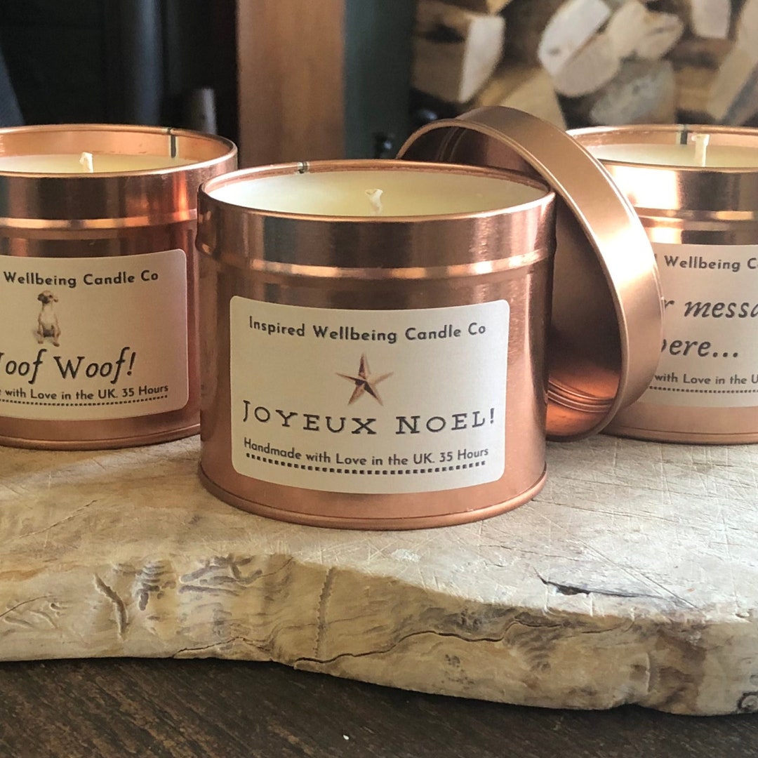 Handmade in UK Candle 35hr Rose Gold Tin Joyeux Noel Etsy UK