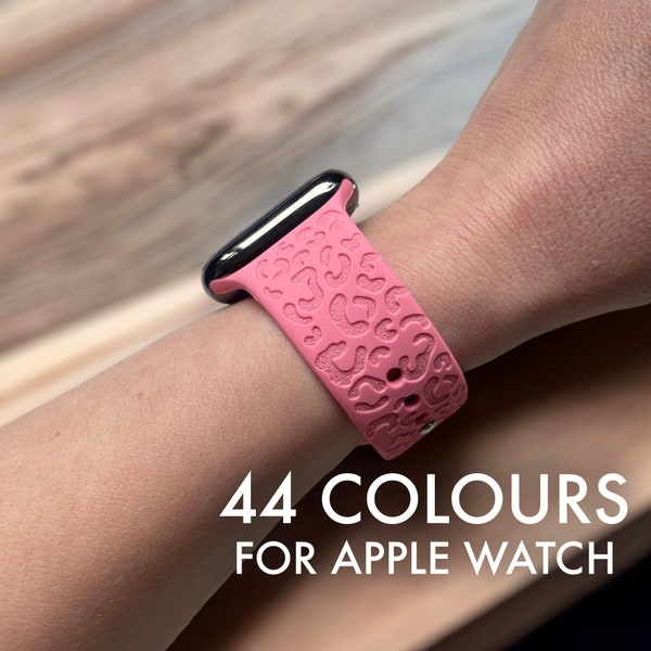 Bracelet de montre Apple léopard pour femme | Bracelet Apple Watch Léopard en Silicone pour Femme | Apple Watch Series 1-8 Bracelet Apple Watch 38 mm - 49 mm