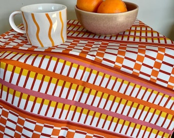 Mid-Century Modern Tea Towel: Orange Moledo Print, 100% Cotton