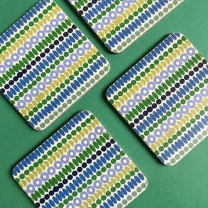 SANTIAGO Print Coasters: Mid-Century Modern Design, Set om 4
