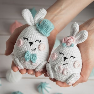 Crochet patterns Easter bunnies, Amigurumi bunny pattern, Crochet rabbit pattern, Easter amigurumi pattern bunny couple image 3