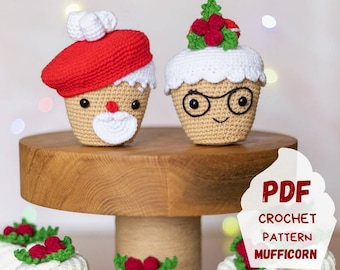 Grandma and grandpa kawaii amigurumi pattern, Father's day crochet gift, Mothers day DIY, Old couple amigurumi cupcake family