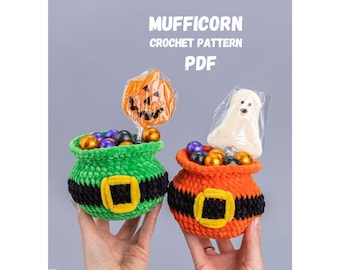 Halloween Candy Bowl Crochet Pattern, Candy Pot Amigurumi PDF, Plush Halloween Decor, Crochet Treat Holder