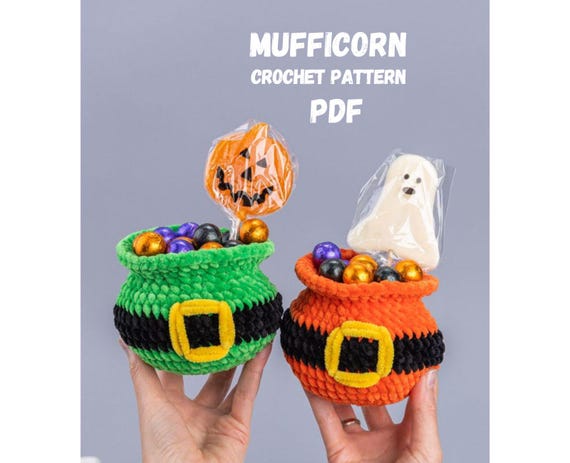 Halloween Candy Bowl Crochet Pattern, Candy Pot Amigurumi PDF, Plush Halloween Decor, Crochet Treat Holder