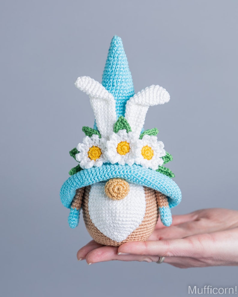 Crochet patterns Easter bunny with crochet flowers, Crochet bunny amigurumi pattern, Crochet Easter gnomes patterns, Crochet Easter gift image 8