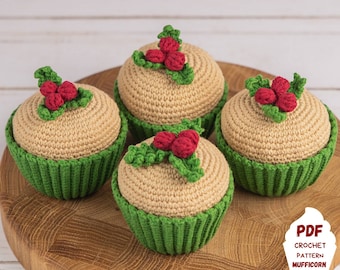 Christmas crochet patterns cupcake, Crochet cupcake pattern, Amigurumi food pattern, Crochet food pattern