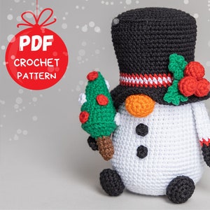 Crochet patterns Christmas Snowman gnome, Christmas crochet gnomes pattern, Crochet winter gnome pattern, Christmas amigurumi gnome pattern