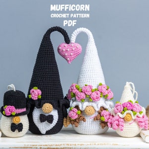 Crochet patterns bundle gnomes groom and bride, Crochet wedding decor pattern, Crochet keychains pattern, Crochet wedding ornaments