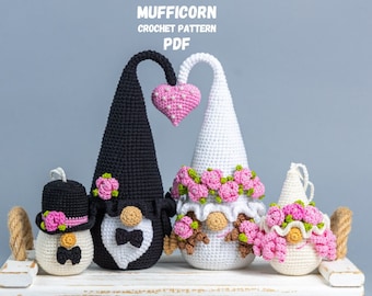 Crochet patterns bundle gnomes groom and bride, Crochet wedding decor pattern, Crochet keychains pattern, Crochet wedding ornaments