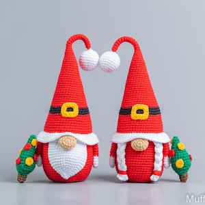 Kersthaakpatronen Kerstkabouters met kerstbomen, Kerstkabouters amigurumipatroon, Gehaakte kerstornamenten, Vakantiekabouter afbeelding 5