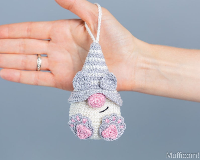 Modèle d'animaux au crochet, modèle de crochet de chat, modèle de porte-clés au crochet, gnome de chat de motifs au crochet, décor de porte-clés au crochet de chat Amigurumi image 10