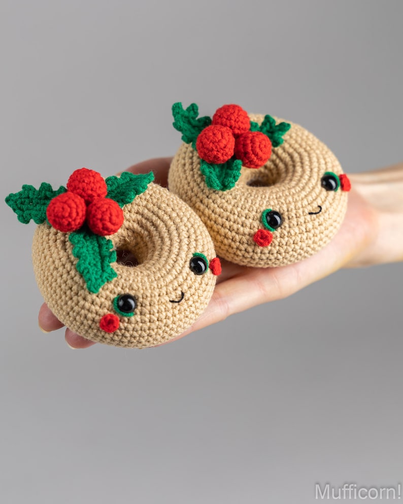 Crochet pattern Christmas donut, Christmas amigurumi food pattern, Crochet Christmas ornaments pattern, Crochet food pattern, Crochet decor image 6