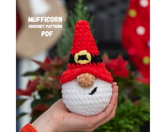 Crochet patterns Plushy gnome Santa, Christmas plushy Santa crochet gnome pattern, Crochet holiday ornaments, Amigurumi pattern Santa gnome