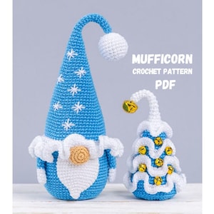 Crochet patterns Gnome with snowflakes & Christmas tree, Christmas gnome amigurumi pattern, Crochet pattern Christmas decor