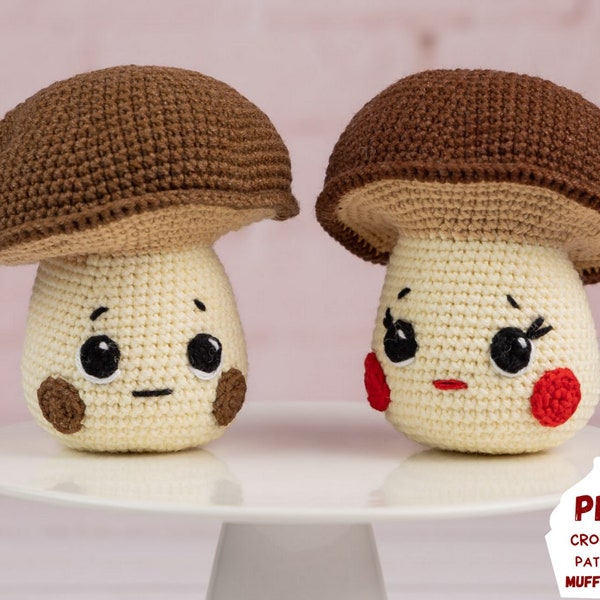 Mushroom crochet pattern, Kawaii amigurumi food pattern, Cute crochet play food pattern, Crochet food pattern pdf, Boletus amigurumi