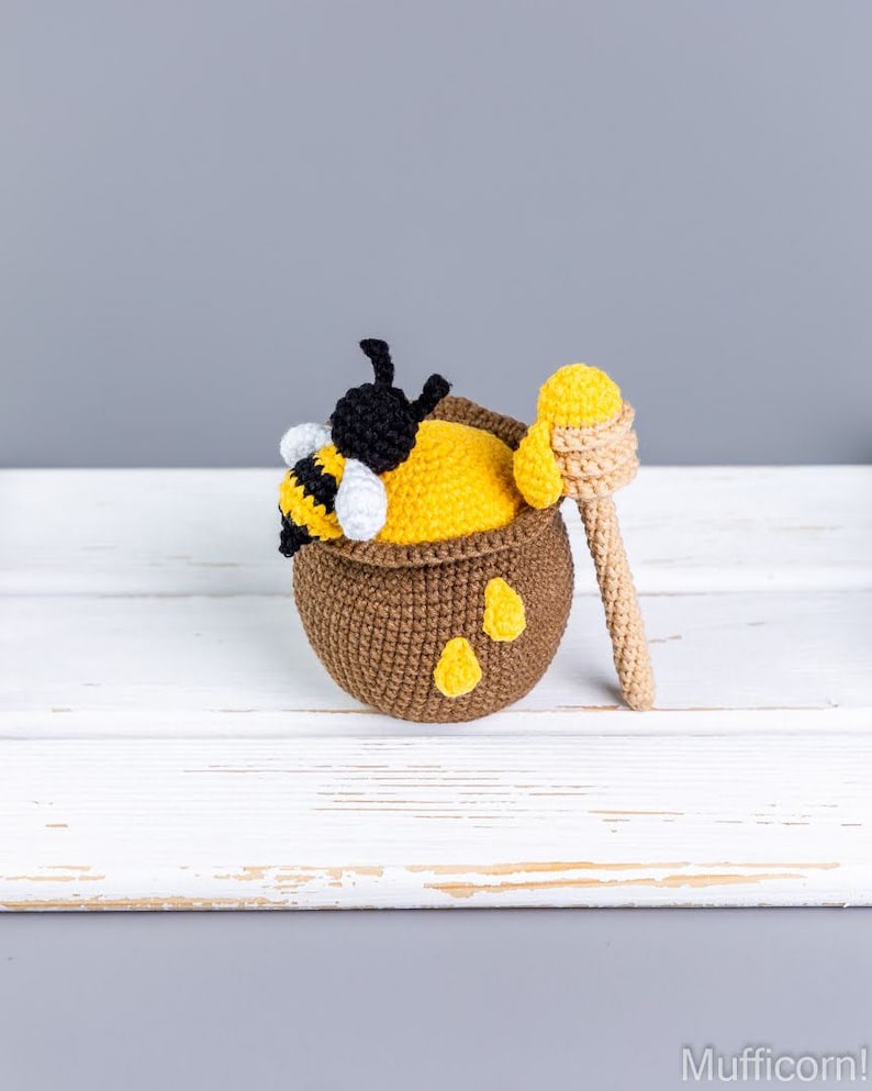 Crochet Patterns Crochet Bee With Honey Pot Crochet Bee Etsy