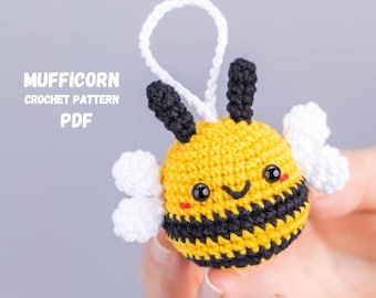 Crochet pattern Bee, Amigurumi pattern bee keychain, Crochet bumble bee car hanger pattern, Crochet animals pattern, Bee decor pattern