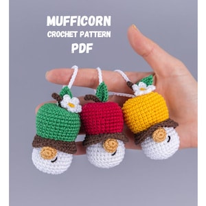 Crochet Pattern Apple Gnome Keychain PDF – Amigurumi Teacher Gift, Back to School Crochet, Mini Gnome Keychain