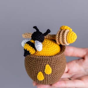 Crochet patterns bundle Gnome with Bee and pot of honey, Crochet bee pattern, Gnome amigurumi pattern, Crochet gnome with crochet flowers image 10
