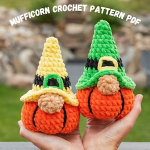 Crochet patterns Plush Halloween amigurumi gnome pumpkin, Crochet pumpkin keychain gnome pattern, Halloween crochet pattern